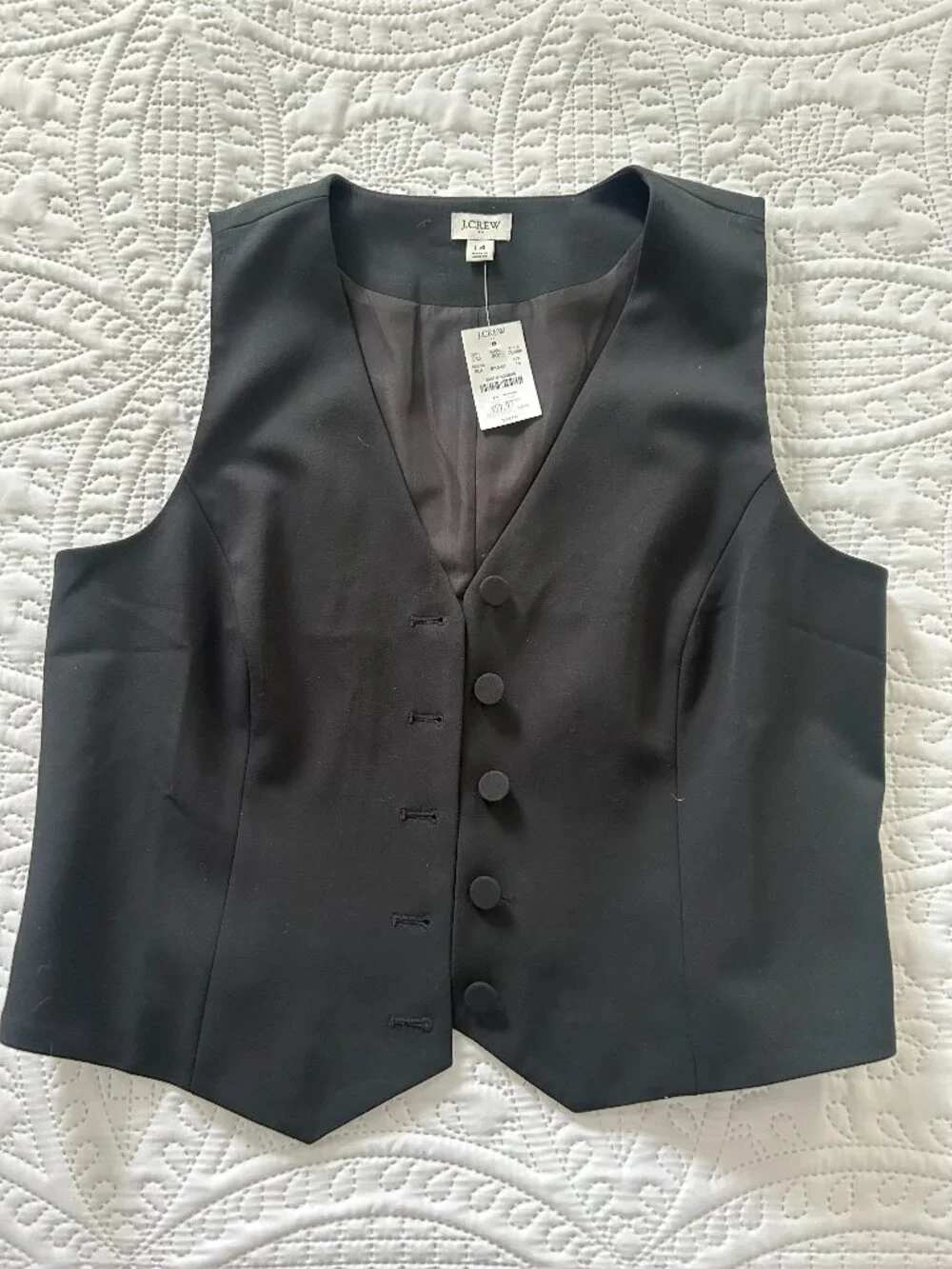 NWT - J.Crew Women’s Tailored Vest • Black • Size 14